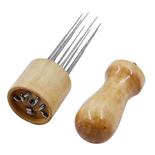 Quwei Felting Needle with Eight Needles Tool Craft Wool Felt Stitch Punch Tool with Solid Wood Handle Felting Eight Needles Tool
