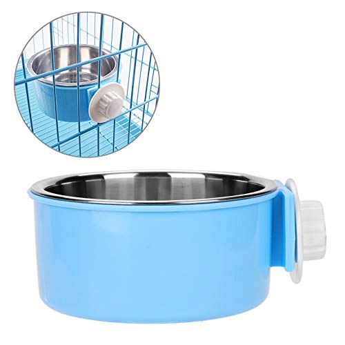 Dog Cage Crate Water Bowls Dogs Food Bowl Cat Feeding Bowl 2-in-1 Pet Hanging Bowls Removable Stainless Steel Dogs Bowl with Plastic Puppy Feeder Food Water Bowl for Dog Cat Bird Rabbit Hamster