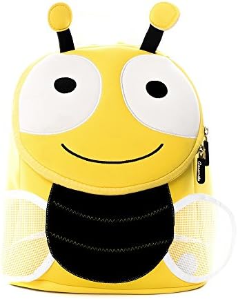 Cocomilo Cute 3D Cartoon Toddler Kids Toys Backpack Leash Name Label | 12" Water Resistant Zoo Animal Isolated Back to School Bag|Lightweight Kindergarten Bee Daypack for Boys Girls (Yellow)