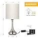 HAITRAL Bedside Table Lamps Set of 2 - Small Modern Nightstand Lamps with Fabric Shade, Small Desk Lamps for Bedroom, Living Room, Family Room, Hotel - Silver (Non-Touch Switch)