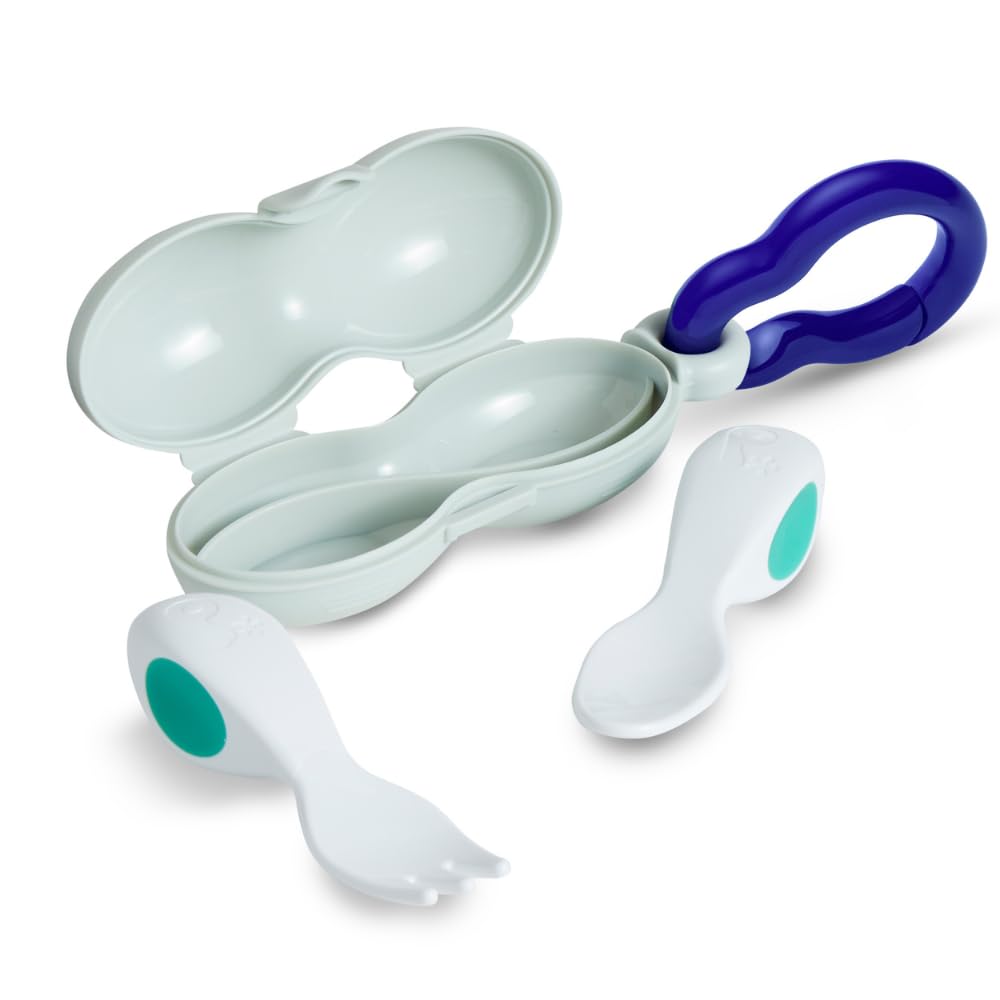 doddl Baby Cutlery Set (6–12 Months) – Spoon & Fork for Weaning, BLW Self-Feeding – Easy-Grip Handles & Safe Short Design (Fresh Green) — image 1