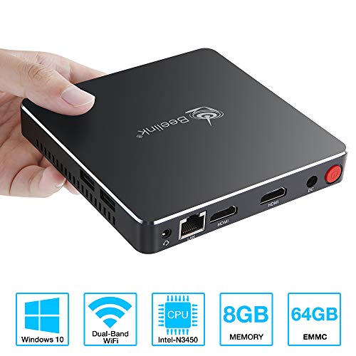 N34 Mini PC, Mini PC Windows 10 8G DDR4 Ram/ 64G eMMC Intel Apollo N3450 Processor(up to 2.2GHz) Mini Desktop Computer with Silent Cooling System Dual 4K HDMI Output, 2.4G/5.8G WiFi, 1000Mbps Ethernet