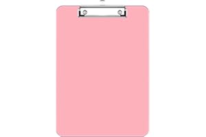 Rimilak Plastic Clipboards with Low Profile Metal Clip, Translucent Board, 12.5 x 9 in Letter Size, Office Supply, Back to School, Pink
