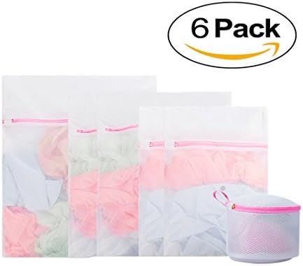 OutDirect 6 pack Mesh Laundry Bag bra wash bag with Zipper for delicates washing machine Bra Lingerie Blouse, Hosiery, Stocking, Underwear, Stocking Lingerie Travel Organizer Bag