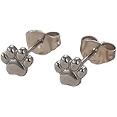 Dainty Cute Paw Stud Dog Cat Print Screw Flat Back Small Stud Earrings for Women Simple Animal Cartilage Tragus Piercing Little Studs Hypoallergenic Fashion Jewelry Birthday Gifts