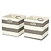 Posprica Collapsible Storage Cube Bins Boxes Basket Containers for Nursery,Office,Closet,11×11, Set of 2, Grey-White Striped