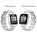 Maxjoy Compatible with Fitbit Versa Bands, Versa 2 Metal Band Large Stainless Steel Bracelet Wristband with Protective Cover Case for Men Women, Compatible with Fitbit Versa 2 1 Smart Watch, Silver