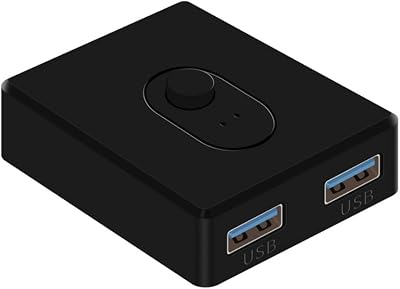 Dawafit USB 3.0 KVM Switch 2 Port USB Hub PC Laptop Keyboard Mouse