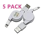 5 Pack (White) 0.8m USB Retractable Sync Charger USB Cable for Iphone5, Iphone5s, Iphone5c, Iphone6, Iphone6 Plus(5pack White)