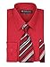 Men's Dress Shirt, Tie & Hanky Set-Red 2XL (18-18.5) Neck 34/35 Sleeve