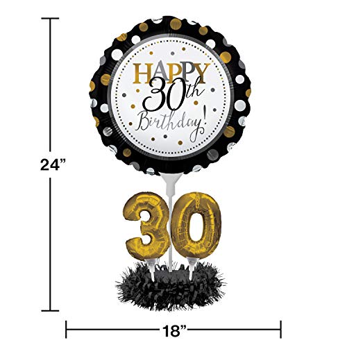 Creative Converting Happy 30th Birthday Balloon Centerpiece Black and Gold for Milestone Birthday -  - //coolthings.us