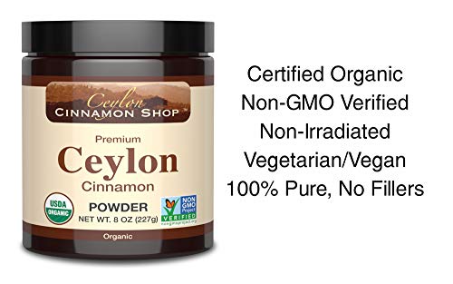 Organic Ceylon Cinnamon (100% Certified) Powder, 8 ounces by Ceylon Cinnamon Shop