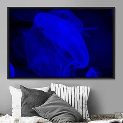 signwin Framed Canvas Wall Art Jellyfish Floating Colorful...