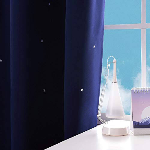 image for NICETOWN Starry Sky Curtains for Nursery - Navy Grommet Design Window 