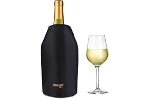 NEWGO Wine Cooler Sleeve Reusable Wine Bottle Cooler Flexible Wine Ice Pack Sleeve Keep Wine Cool and Refreshing for Standard Size Bottles for Red Wine, White Wine & Champagne - Black