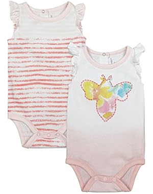 Baby Girls' 2 Pack Organic Sleeveless Bodysuits