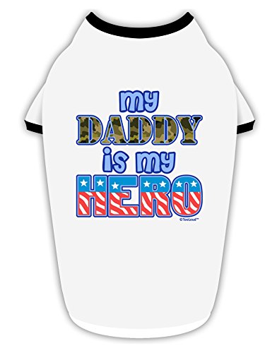 TOOLOUD My Daddy is My Hero - Armed Forces - Blue Cotton Dog Shirt White with Black Small
