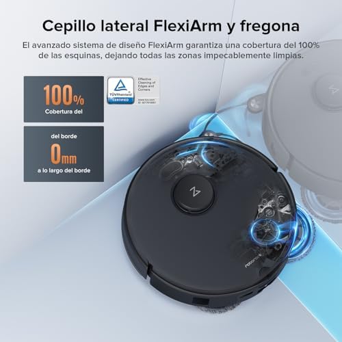 Robô Qrevo Edge S5A Aspirador e Mop 18.500 Pa, Sem Emaranhados, Escova e Mopa Lateral FlexiArm, Mopa de Água Quente e Autolimpeza, Secagem a Ar Quente, Preto