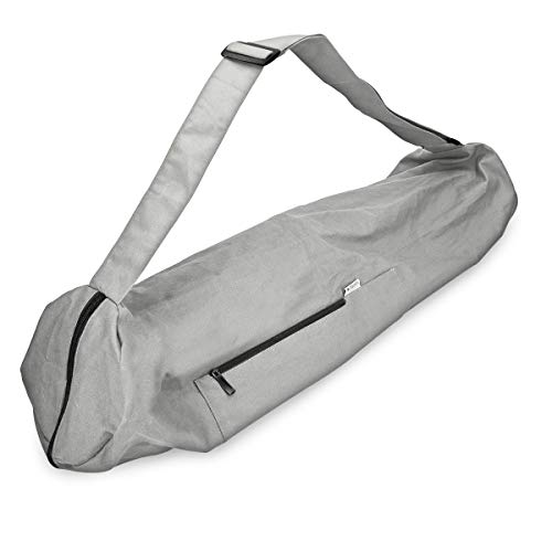Navaris Yoga Mat Bag – Cotton Yoga Bag with Zipper Pocket and Closure 28.3 x 11.4 inches (72 x 29cm) Large Tote Bag