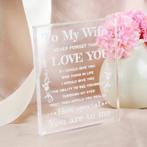 Romantic Square Acrylic Plaque, Valentine's Day Gifts for Her, Unique Love Gifts for Wife, Birthday Gifts for Women, Inspirational Gifts for All Occasions
