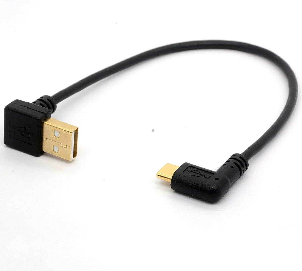 HUHANGGod 90 Degree USB 2.0 to Type C Right/Left Angled Male Cable Gold Plated USB C Extension Cord Data Transfer Sync lead (USB 2.0 Up)