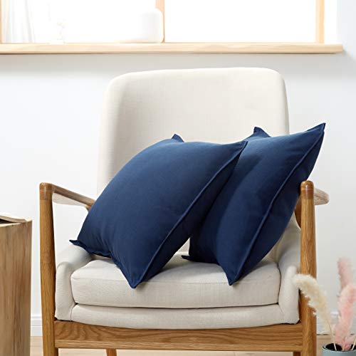 MoMA Decorative Throw Pillow Covers (Set of 2) - Soft Linen Like Pillow Cover Sham Cushion Cover - Sofa Throw Pillow Cover - Square Decorative Pillowcase - Navy Blue - 18" x 18" - Thumbnail 2