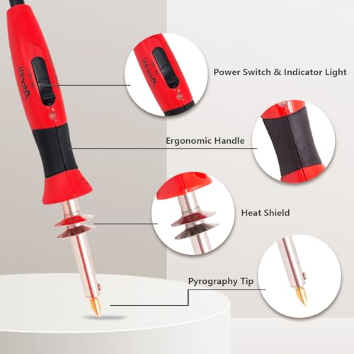Afantti Wood Pyrography Kit, Pyrography Pen Leather Burning Tool | 26 Letters | Adjustable Temperature | for Engraving