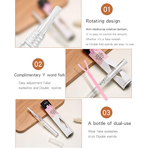 yiitay Double Eyelid Glue False Eyelashes Glue Eyelid Tape Glue with Y Stick - Lasting Transparent Eyelid Lift Styling Shaping Tools - Big eyes Makeup Accessories Tool