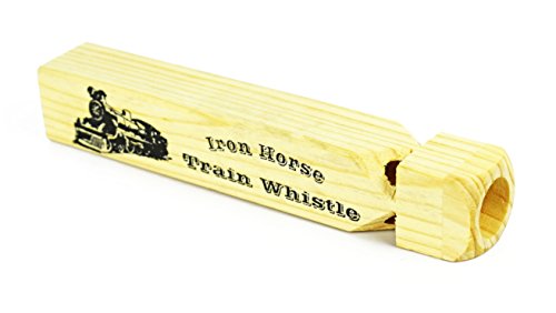 image for Black Duck Brand Set of 2 Iron Horse Wooden Train Whistles Perfect for