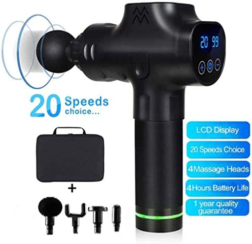 Directtyteam 20-Speed Massage Gun with 4 Applicators-Electric Muscle Relaxer Fascia Gun,Percussion Massager,Handheld Therapy Device for Relaxing Shock Vibration Deep Muscles(Black)