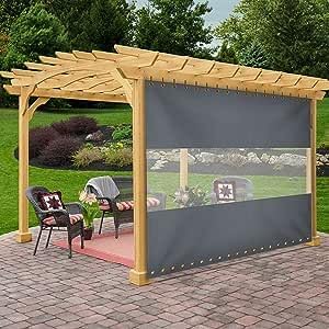 Outdoor Curtains - Covers & all Outdoor Clear Panel Curtain, 12 Oz Tarp Max Waterproof & UV Resistant with Rustproof Grommets, Ideal for Outdoors/Indoors (13' H x 20' W Feet, Grey)