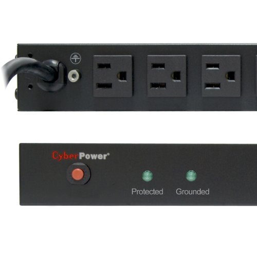 image for CyberPower RKBS15S2F12R 15A 14-Outlet 1U RM Rackbar Surge Suppressor, 