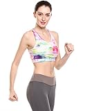 Ekouaer Womens Printed Sports Bra Medium Support Racerback Push up Bra