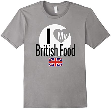 Men's I Love My British  Food Funny Britain Flag Gift T-Shirt 2XL Slate