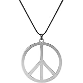 Dreuyet Peace Sign Pendant Necklace for Men Women Personalized Stainless Steel Punk Hippie 60s 70s Anti-war Pendant Necklace Halloween Party 1960s 1970s Hipster Accessories