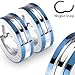 SER-0008 Pair of Stainless Steel 2 Tone Hoop Earring with Blue IP Edges; Comes With Free Gift Box