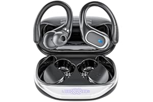 CATITRU Wireless Earbuds Bluetooth Headphones 80Hrs Playtime Ear Buds IPX7 Waterproof Sports Earphones Wireless Charging Case Over-Ear Earhooks Headest Black