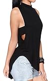 Cutiefox Women's Sleeveless Hight-low halter Keyhole Tops T Shirt