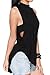 Pink Queen Women's Cut Off Backless Side Slit Tank Top Black Size L