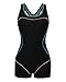 ReliBeauty Women's Boy-Leg One Piece Swimsuit, Black-2, 4XL 14-16