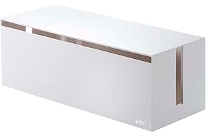 YAMAZAKI Home Cable Management Box – Cord Organizer Box with Lid, Minimalist Cable Storage for Office, ABS Plastic