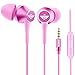 Earbud Headphone, AFUNTA Stereo In-Ear Earphone 3.5mm with Microphone Clear Sound Noise Isolating Ergonomic Comfort Fit for Cell Phone iPhone Samsung Sony iPad Laptop PC - Pink