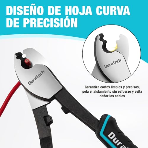 DURATECH 200 mm Cable Cutter Shearing Pliers for Electricians with Stripping Function, Professional Scissors for Cutting Copper, Aluminium and Electric Cables