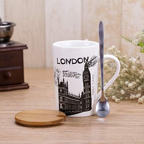 Stylastra Ceramic Coffee Mug with Lid and Spoon (London)