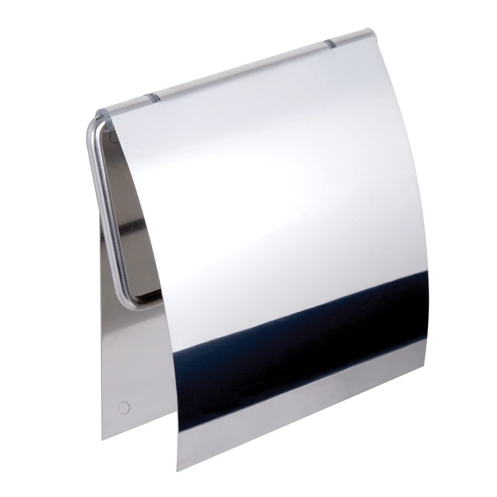 Kapitan Self Adhesive Toilet Roll Holder, Loo Paper Holder, Stainless Steel with Cover, Polished Finish