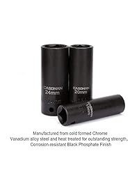 Casoman Juego completo de vasos de impacto profundo de 1 2", métrico, CR V, 0.394 0.945 in, 6 puntos, 19 piezas con barra de extensión y juntas universales