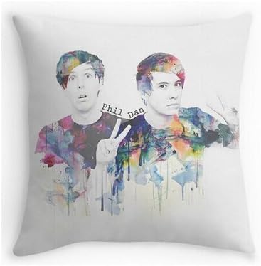 LCArtStore Phil Lester and Dan Howell 18x18 Inch Cotton Linen Decorative Pillow Case Throw Pillow.