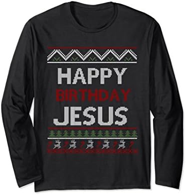 Unisex Happy Birthday Jesus Christmas Long Sleeve T-Shirt Small Black