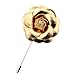 80Hou 2pcs PU Camellia Flower Lapel Pin Boutonniere Stick For Wedding Party Suit Gold Silver Floral Pin