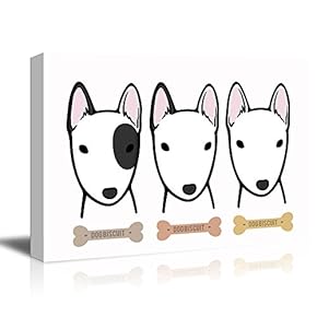 Dogs Series Canvas Wall Art - Watercolor Painting of 3 Bull Terriers - Giclee Print Gallery Wrap Modern Home Art Ready to Hang - 12x18 inches